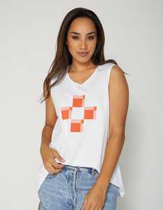 Stella Gemma: Stella + Gemma | Tank Top | White Apricot Check Cross