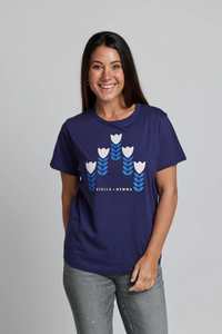 Stella + Gemma |  Ace Tee | Navy w/Geometric Tulips