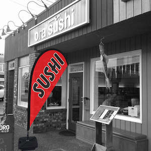 Ready Made Teardrop Flags: Ready-made SUSHI Flag, Small Teardrop Kitset