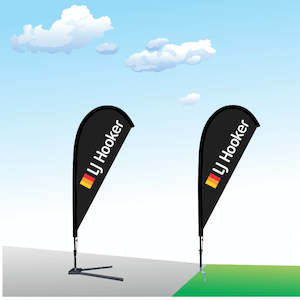 Real Estate Flags: LJHooker Flag Black - Small Teardrop Flag Kitset