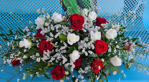 ES03 RED AND WHITE CASKET - Flavells Floral Boutique