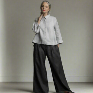 Bottoms: Danube Wide Leg Trousers  in Charcoal