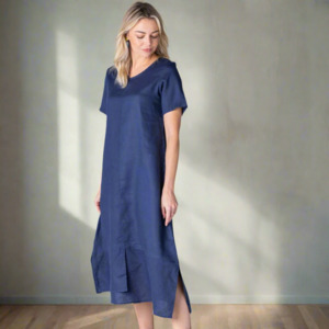 Cinabelle Linen Dress in Navy