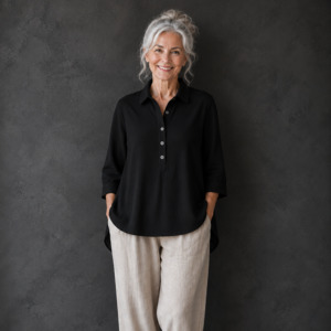 Tops: Stella Shirt in Black Poplin