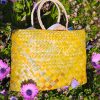 Products: Large Kete Whakairo – all natural – Flaxworx NZ