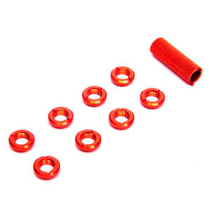 Electronics: Radio Switch Nuts (8) & Wrench, Red, Spektrum