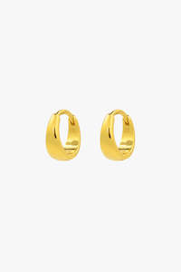 Curved Solid Sleeper 18k Gold Plated Hoop Earrings