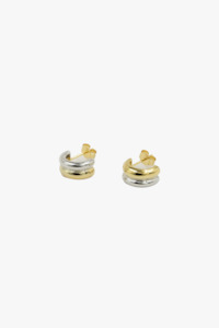 Brie Leon: Two Tone 18k Gold Plated Curve Earrings