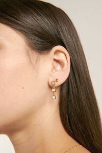 Brie Leon: Santiago Triple Drop Gold Pearl Earrings
