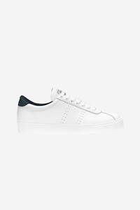 Sneakers: 2843 Club S Comfort White with Navy Trim Leather Sneaker
