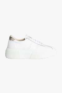Sneakers: 2822 Club 5 White with Faux Reptile Trim Sneaker