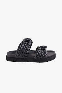 Slides: Mim Black Braided Slide