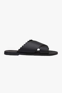 Slides: Lulu Black Wide Strap Slide