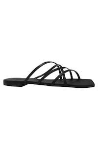 Slides: Juniper Black Strappy Flat Slide