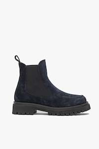 Boots: Vixen Blue Suede Chelsea Low Boot