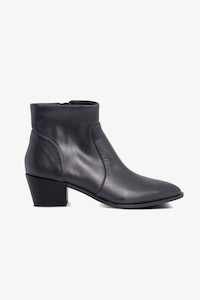 Boots: Willow Black Leather Ankle Boot With Side Zip