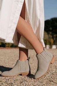 Boots: Delilah Sage Suede Leather Ankle Boot