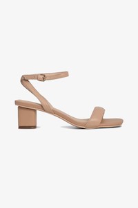 Heels: Harlyn Nude Leather Low Heel
