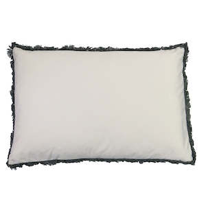 Cushions: Velvet Fringed Ivory Lumbar Cushion 40x60cm