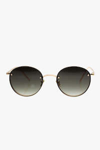 Reality Eyewear: Instant Karma Two Round Frameless Gold With Smoke Lens Sunglasses