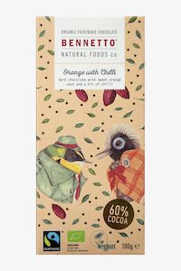Bennetto: Fairtrade Chocolate Orange with Chilli (Peach) 100gm