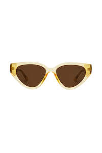 Gifts Under 50: Fly Girl Oval Cateye Yellow Framed Sunglasses with Brown Lens