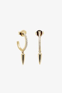 Dagger White Diamante 18k Gold Plated Hoop EOL Earrings