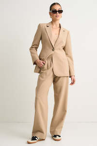 Get The Set: Sister Camel Textured Wide Leg Pants