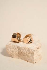 Beaten Wide EOL Gold Hoop Earrings