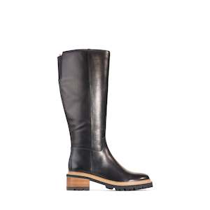 Boots: Lindetta Black High Leather Boot