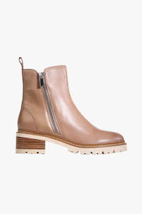 Boots: Lindira Light Taupe Double Zip Ankle Boot