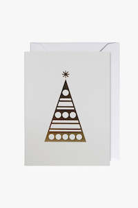 Cards Gift Wrapping: White With Gold Deco Tree Mini Greeting Card