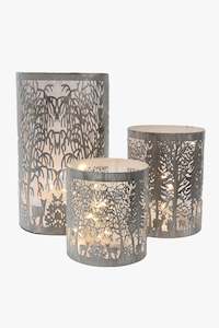 Just A Little Something: Lantern Woodland Animals Large Grey White