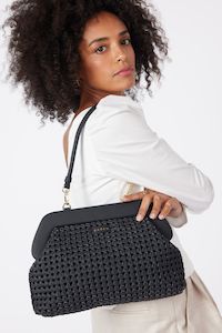 Ginny Black Braid Shoulder Bag