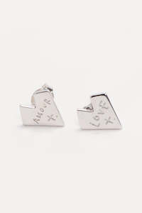 Love Is Amour Heart Stud Earrings Sterling Silver