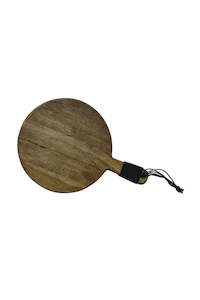Fathers Day: Mini Wood Round Grey Wash Cheeseboard w Handle