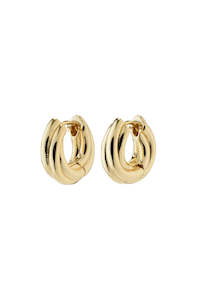 Pilgrim Jewellery: Edea Recycled Chunky Gold Plated EOL Huggie Hoop Earrings