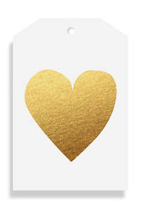 Cards Gift Wrapping: Heart Gold Foil Gift Tag
