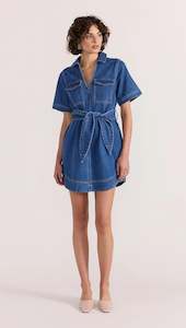 Denim Sale: Brooks Mid Blue Denim SS Mini Dress