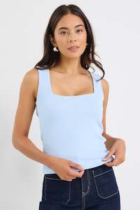 Positive Pale Blue Rib Square Neck Tank