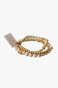 Howlite Cream and Gold Bracelet Set