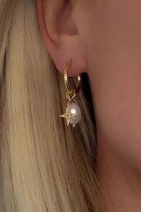 Supporting Local: Pearl + Star Gold Sleeper Earrings