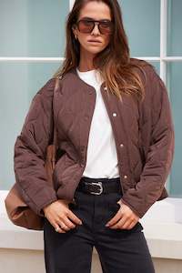Flos Faves 1: Apex Chocolate Collarless Quilted Jacket