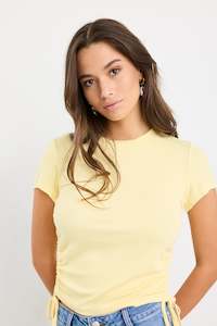 Back In Stock: Perfect Lemon Rib Rouched Side Crop Tee