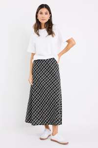 Soulmate Black Check Bias Cut Midi Skirt