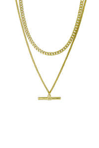 Mara Double TBar Gold Necklace