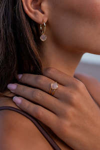 Gifts Under 100: Calming 18k Gold Plate with Rose Quartz Medium Ring
