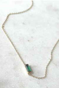 Gifts Under 100: Emerald Baguette Gold EOL Necklace