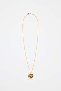 Round Pendant with Charm Gold Necklace