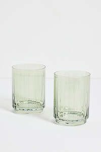 Just A Little Something: Olive Green Ribbed Set 2 Tumblers